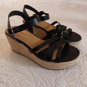 TORRID VEGAN LEATHER STRAPPY ESPADRILLE JUTE SANDALS, DOUBLE WIDE